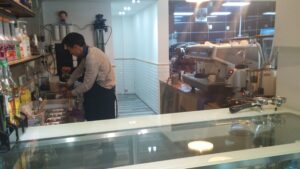 This is a service area where people can watch the process.